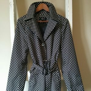 Style&Co. Black & White Polka-Dot Trenchcoat, Sz L